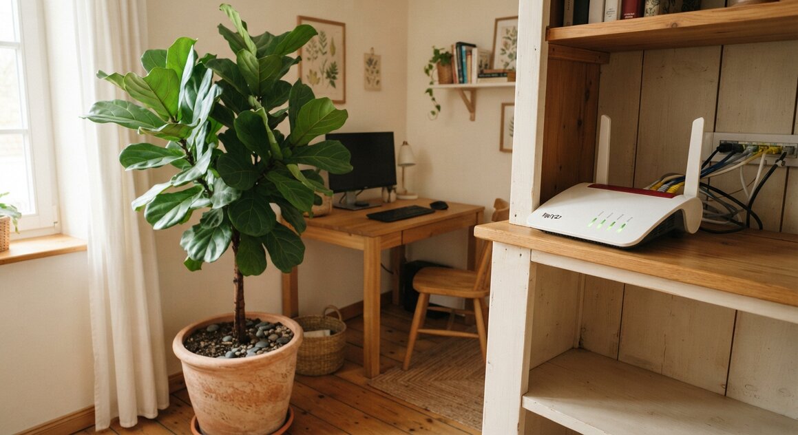 WLAN-Router mit leuchtenden Status-LEDs
